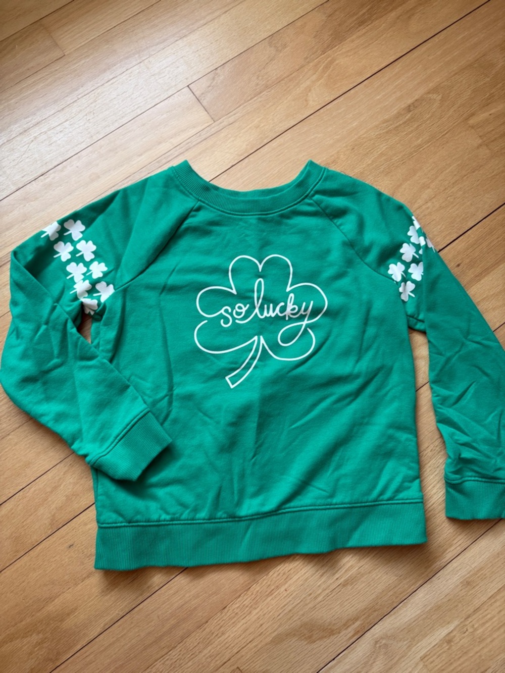 Kids 'So Lucky' Green Clover Sweatshirt